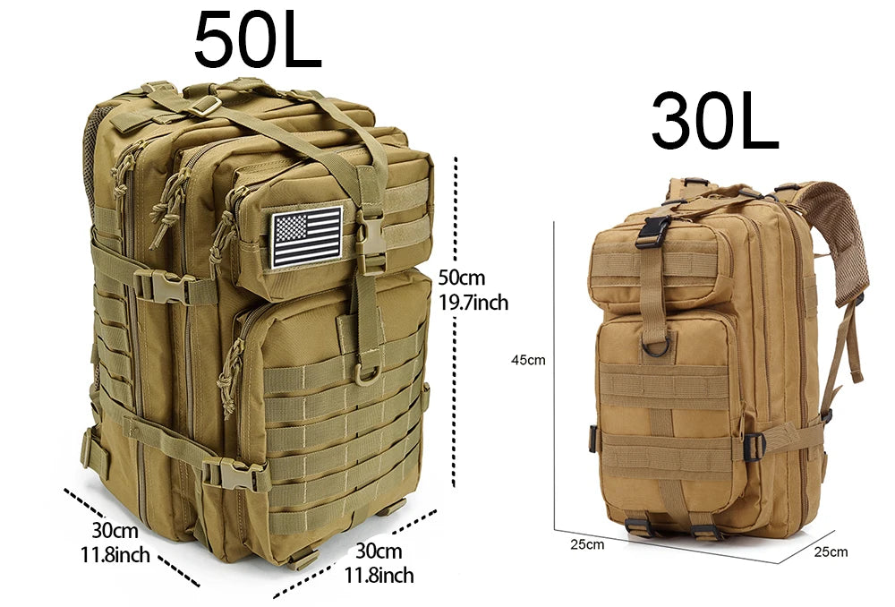 QT&QY 30L/50L MOLLE Tactical Backpack for Hiking & Travel