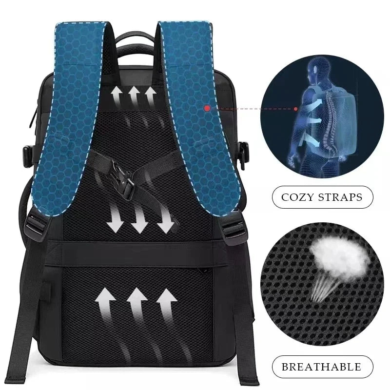 BANGE Aesthetic Men Business Backpack School Expandable USB Bag, Large Capacity 17.3 Laptop Waterproof Fashion Travel Backpack