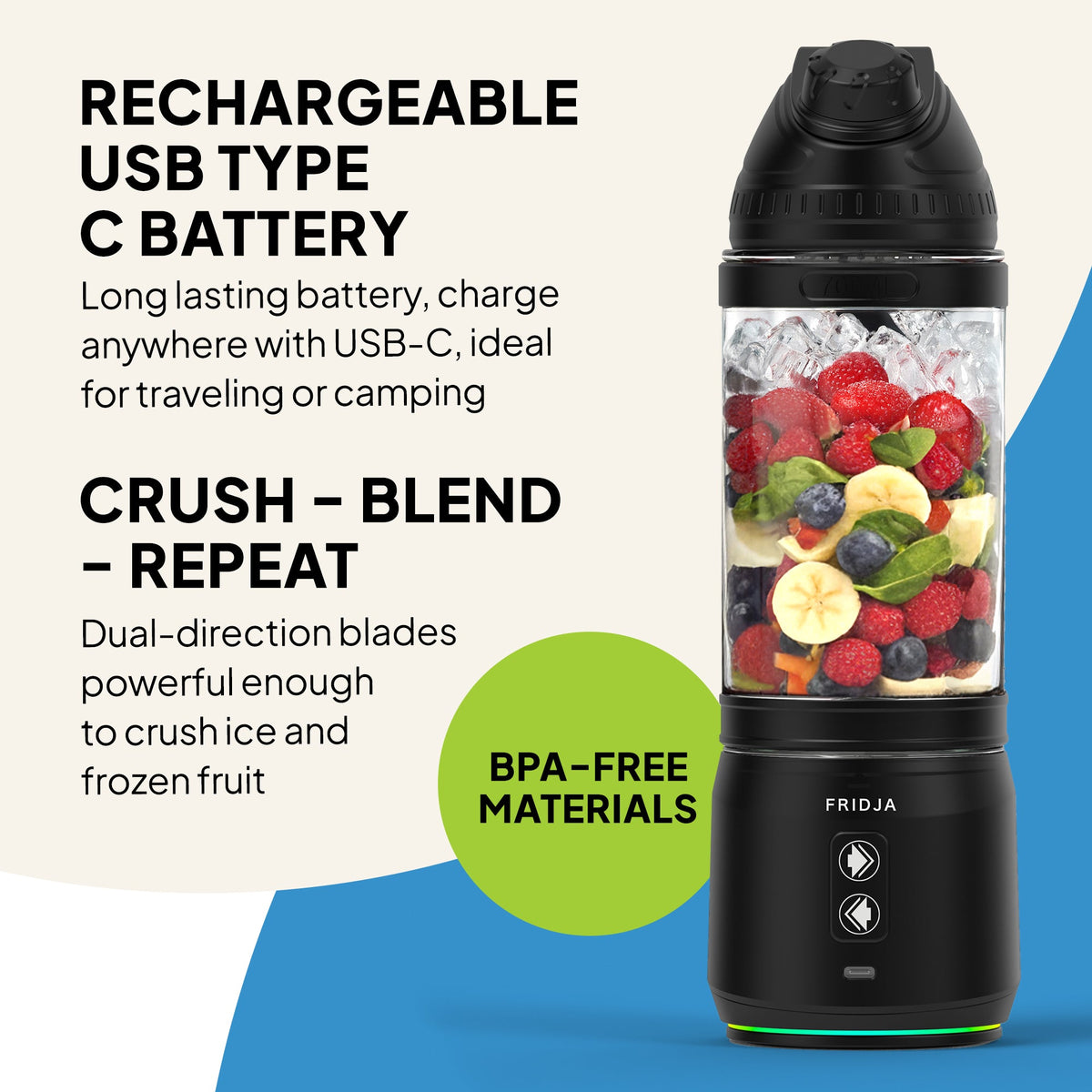 Fridja f500 Portable Blender – Smoothies & Protein Shakes