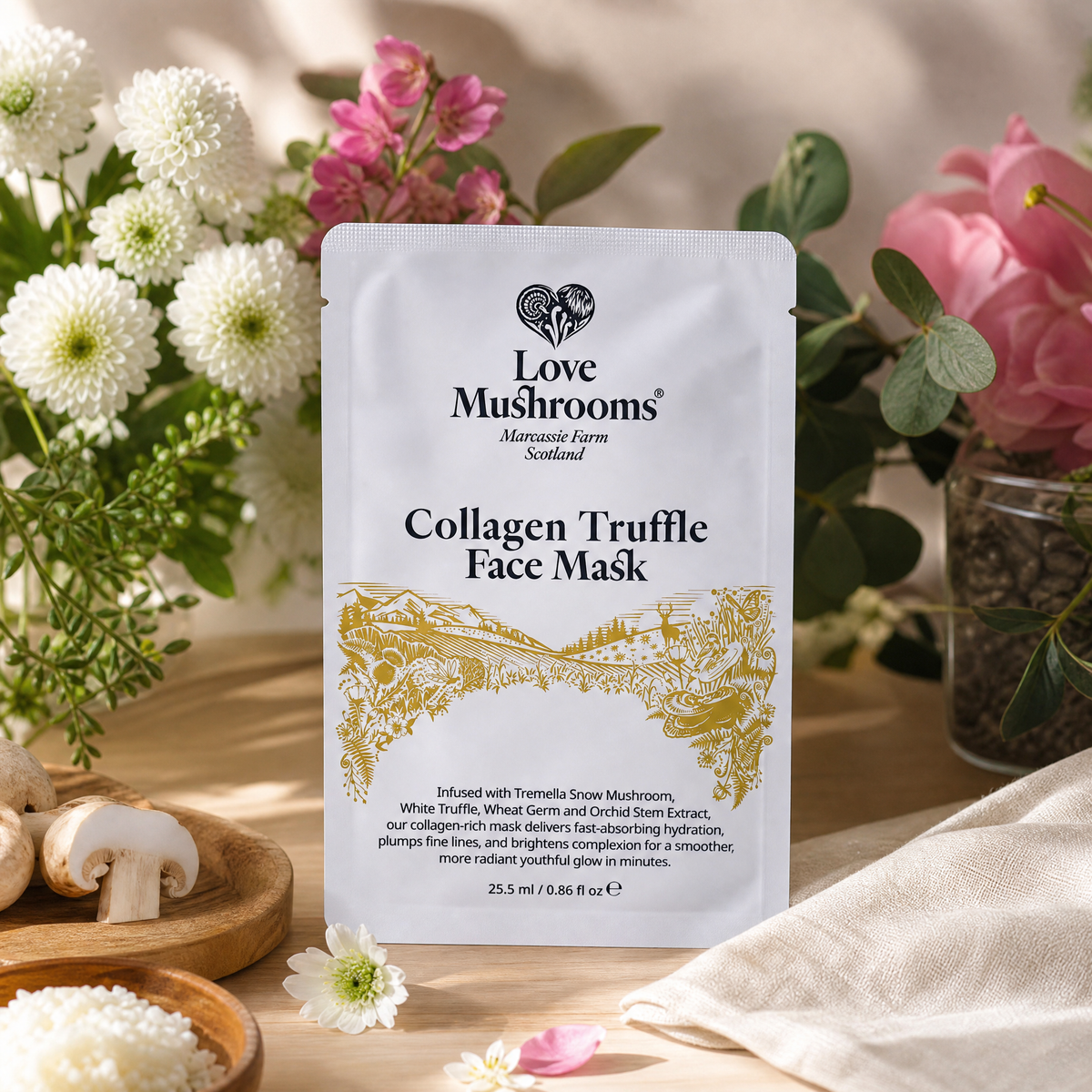 Love Mushrooms Collagen Truffle Sheet Face Mask – Single