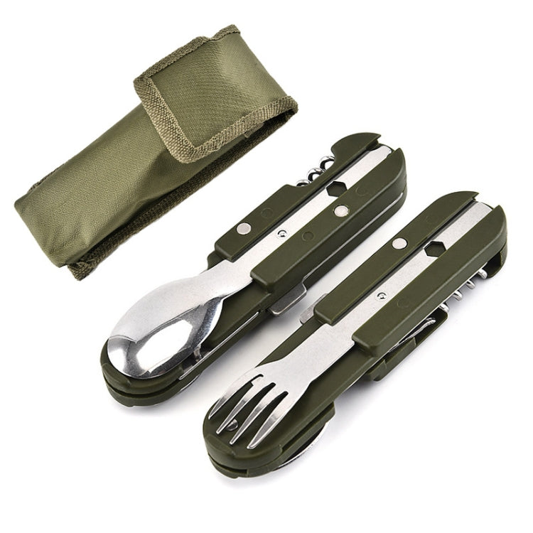 5-in-1 Stainless Steel Folding Camping Cutlery Multi-Tool