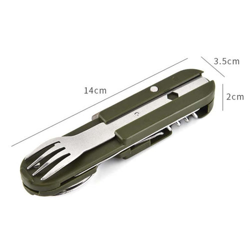 5-in-1 Stainless Steel Folding Camping Cutlery Multi-Tool