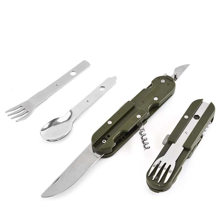 5-in-1 Stainless Steel Folding Camping Cutlery Multi-Tool