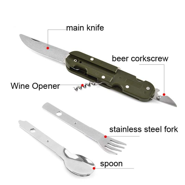 5-in-1 Stainless Steel Folding Camping Cutlery Multi-Tool