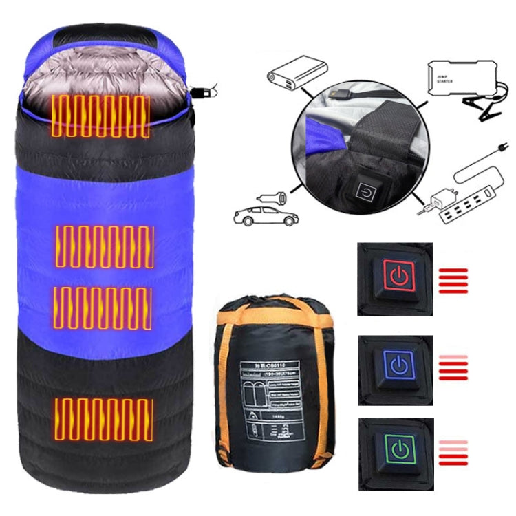 USB Heated Sleeping Bag – Orange, 210 × 75 cm
