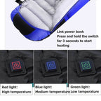 USB Heated Sleeping Bag – Orange, 210 × 75 cm