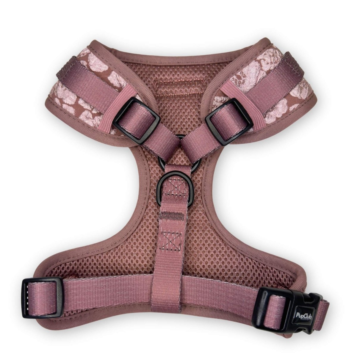 PupClub Luxe Adjustable Dog Harness – Mocha Petals