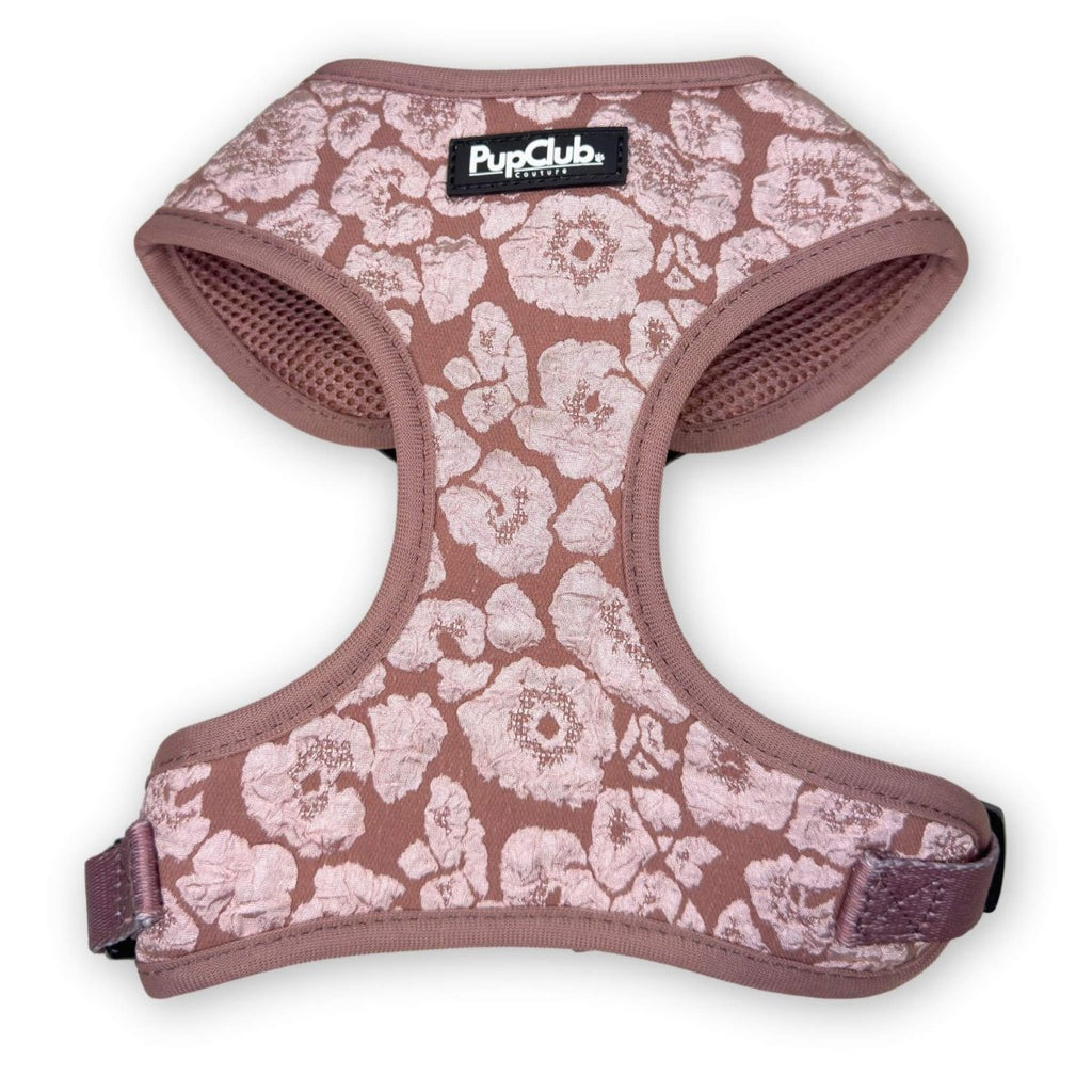 PupClub Luxe Adjustable Dog Harness – Mocha Petals