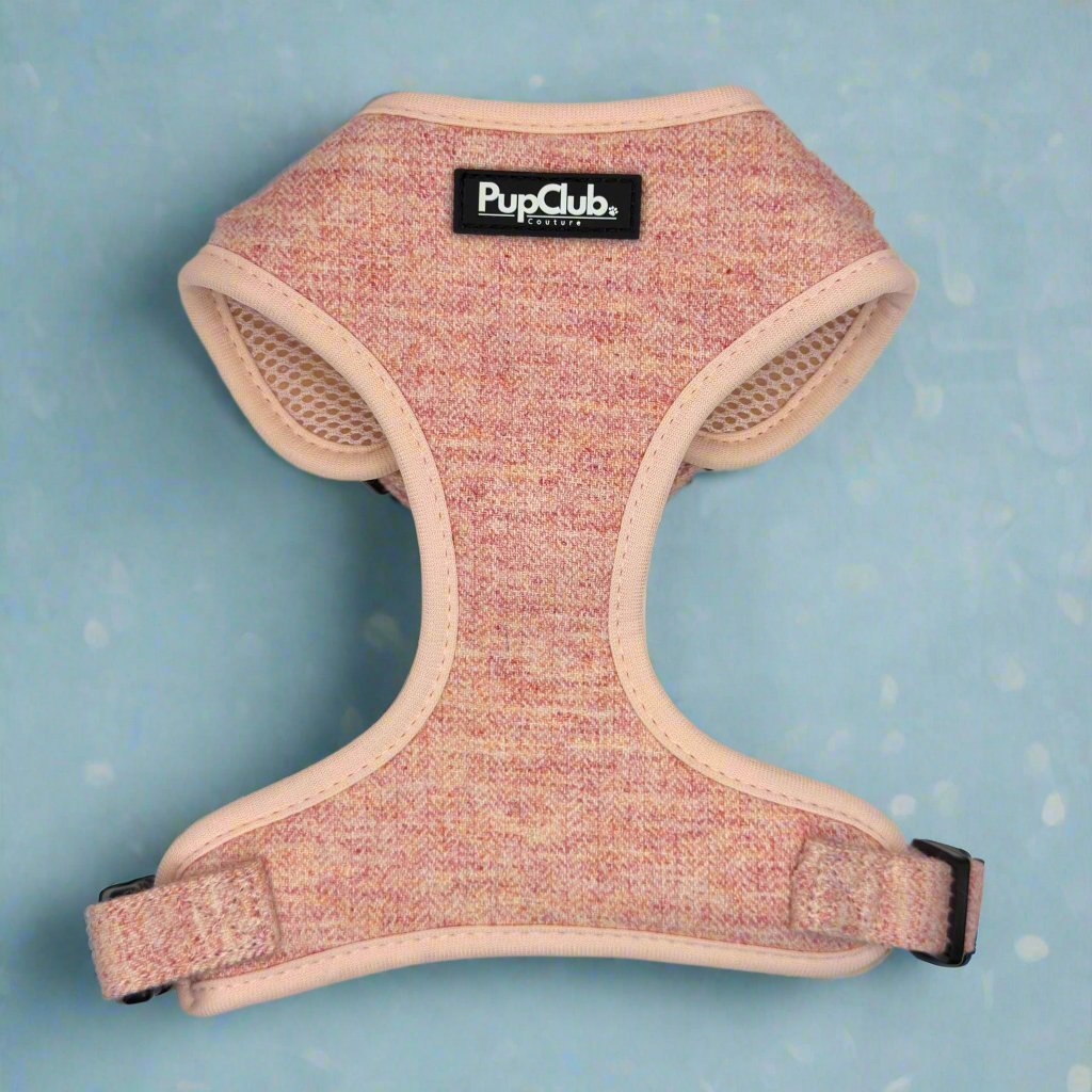 Tweed Adjustable Dog Harness – Pink