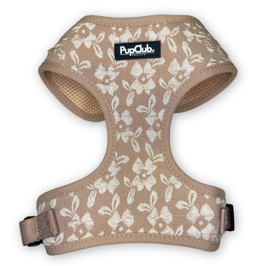 PupClub Luxe Adjustable Dog Harness – Toffee Latte Petals