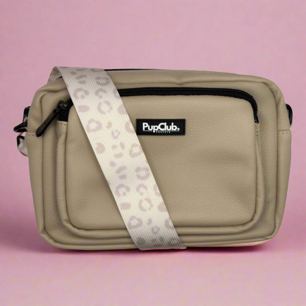Crossbody Dog Walking Bag – Vegan Leather Tan