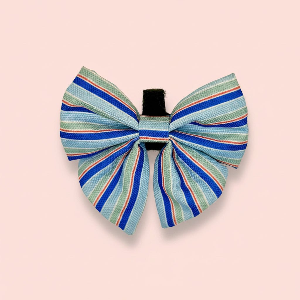 Dog Sailor Bow – Sea Breeze Stripes