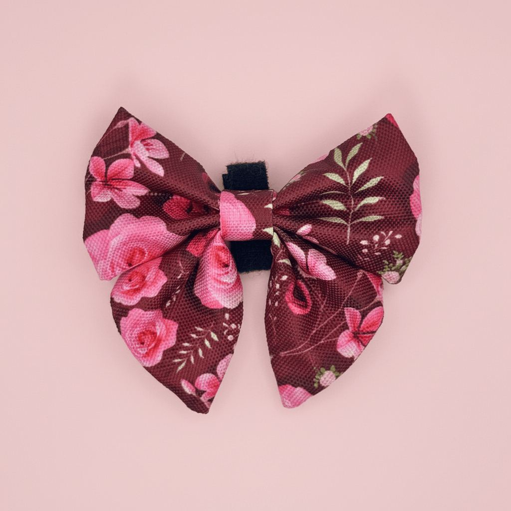 PupClub Dog Sailor Bow – Burgundy Bloom