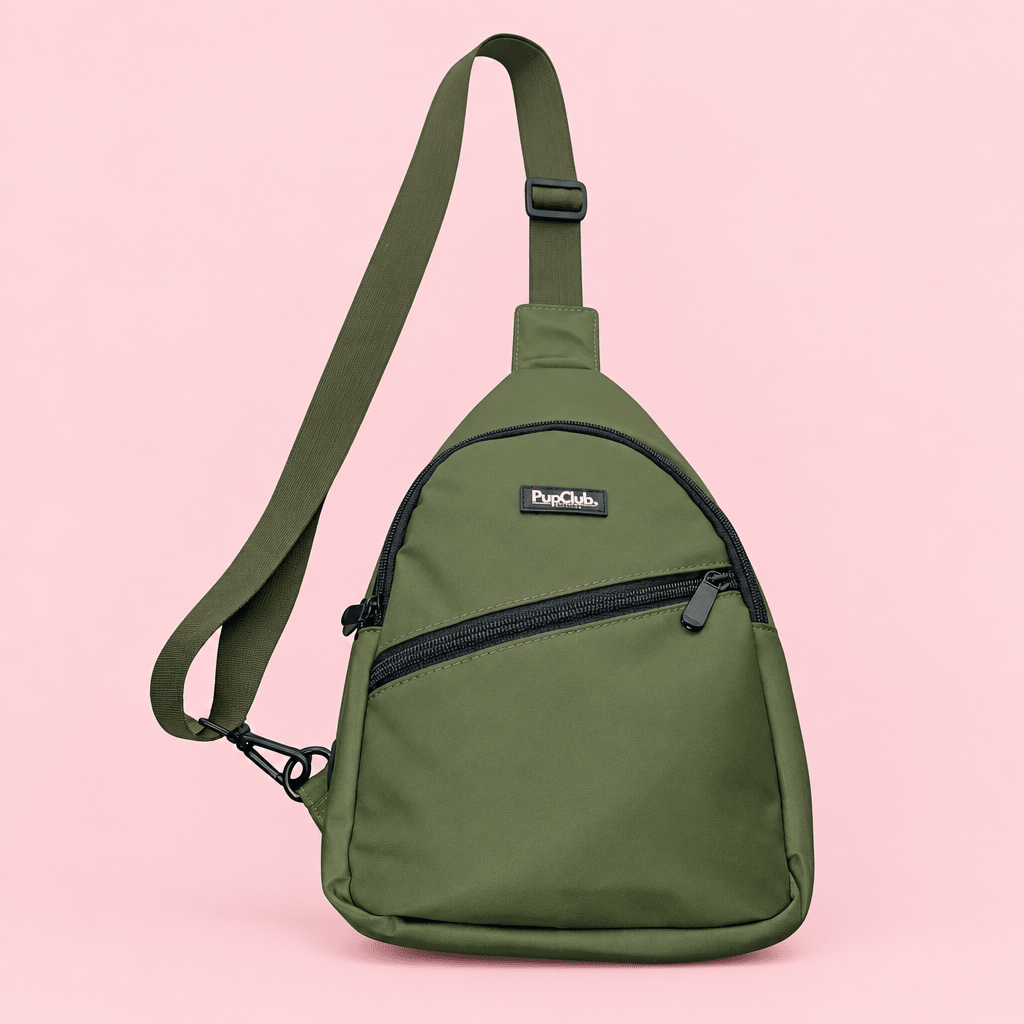PupClub Dog Walking Sling Backpack – Khaki Green