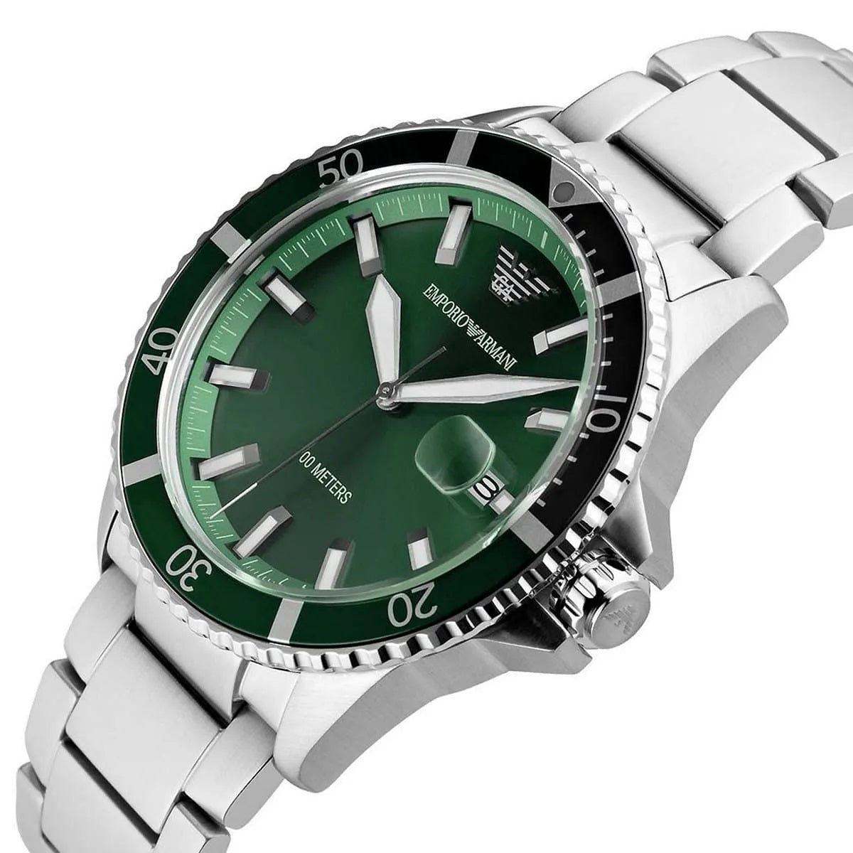 Emporio Armani AR11338 Men's Diver Style Silver & Green Watch