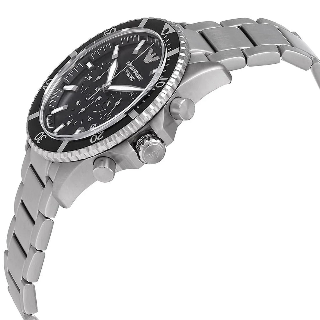 Emporio Armani AR11360 Men's Diver Style Silver & Black Watch