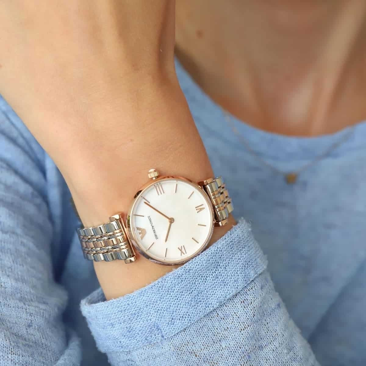 Emporio Armani AR1683 Gianni T-Bar Women's Two-Tone Watch