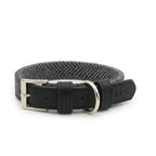 THE BALMORAL | LUXURY GREY HERRINGBONE & LEATHER DOG COLLAR