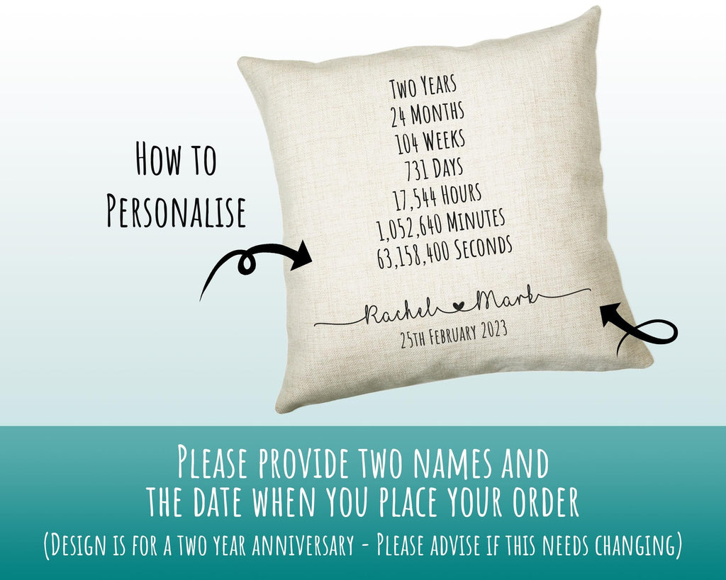 Personalised 2nd Anniversary Cushion