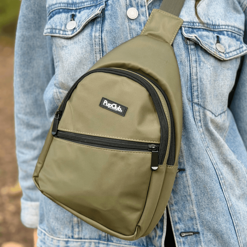 PupClub Dog Walking Sling Backpack – Khaki Green