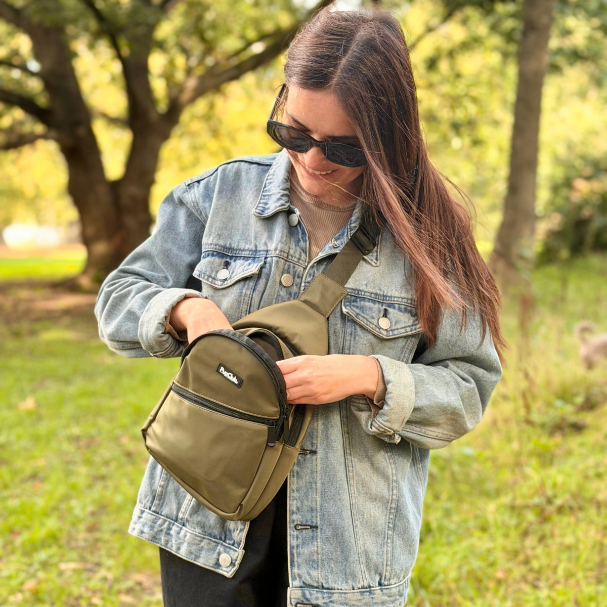 PupClub Dog Walking Sling Backpack – Khaki Green