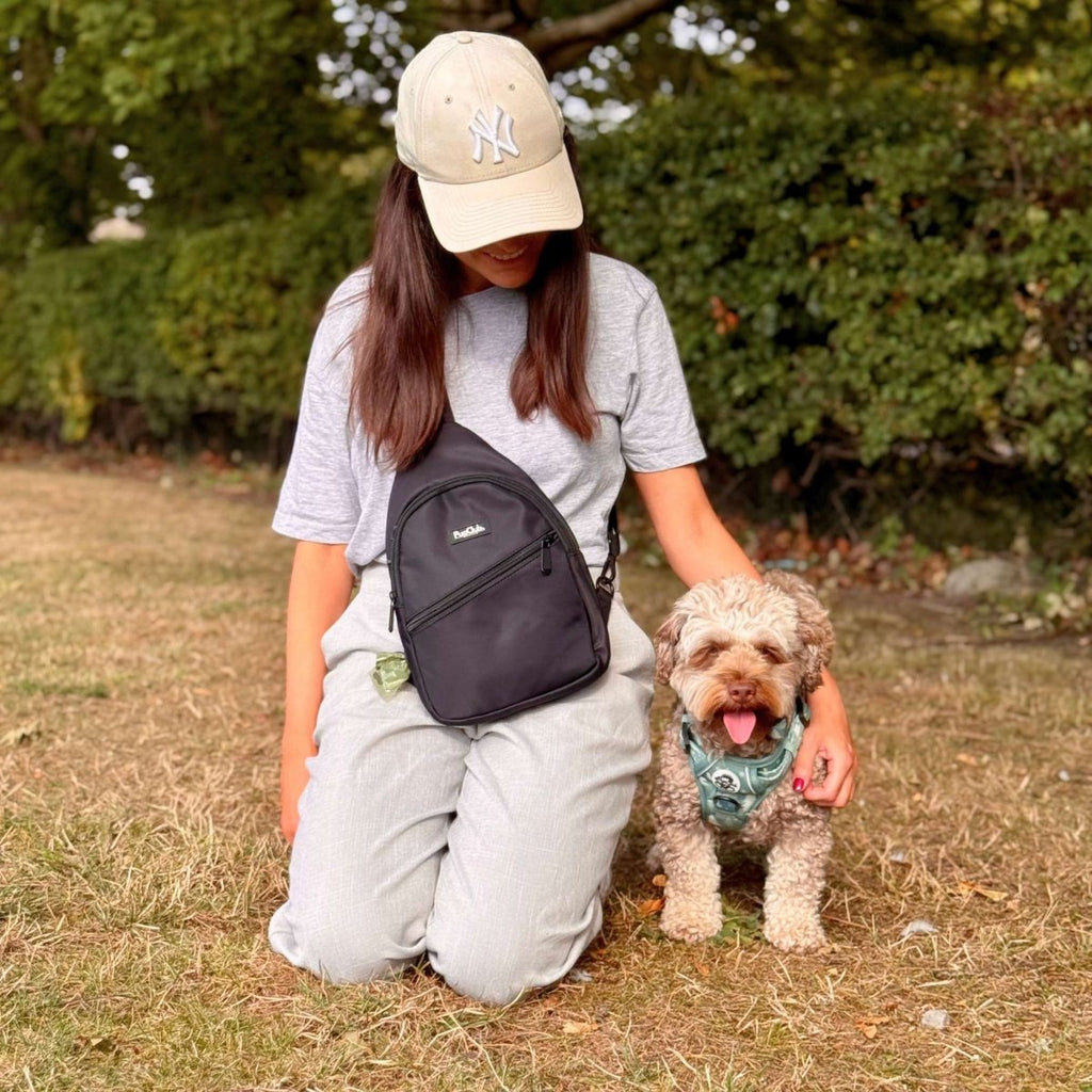 PupClub Dog Walking Sling Backpack – Black