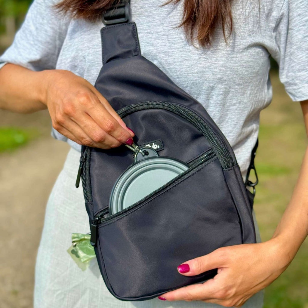PupClub Dog Walking Sling Backpack – Black